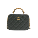 Chanel Lambskin Quilted Top Handle Small Vanity Case Black