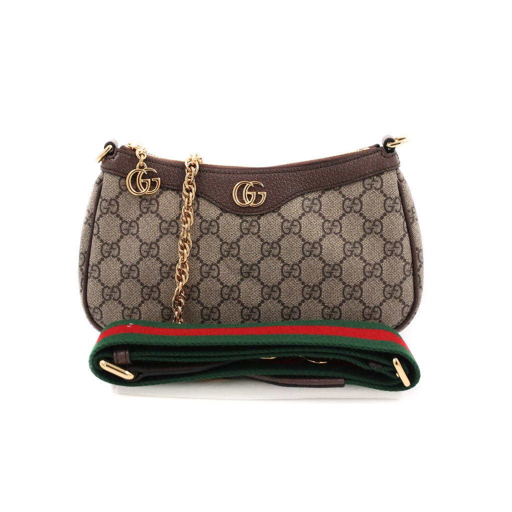 Gucci Ophidia Small Shoulder Bag In Beige And Dark Brown GG Supreme 735132