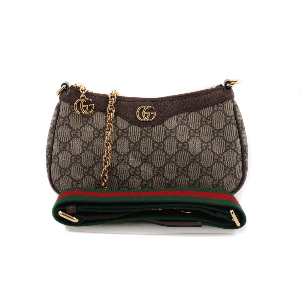 Gucci Ophidia Small Shoulder Bag In Beige And Dark Brown GG Supreme 735132