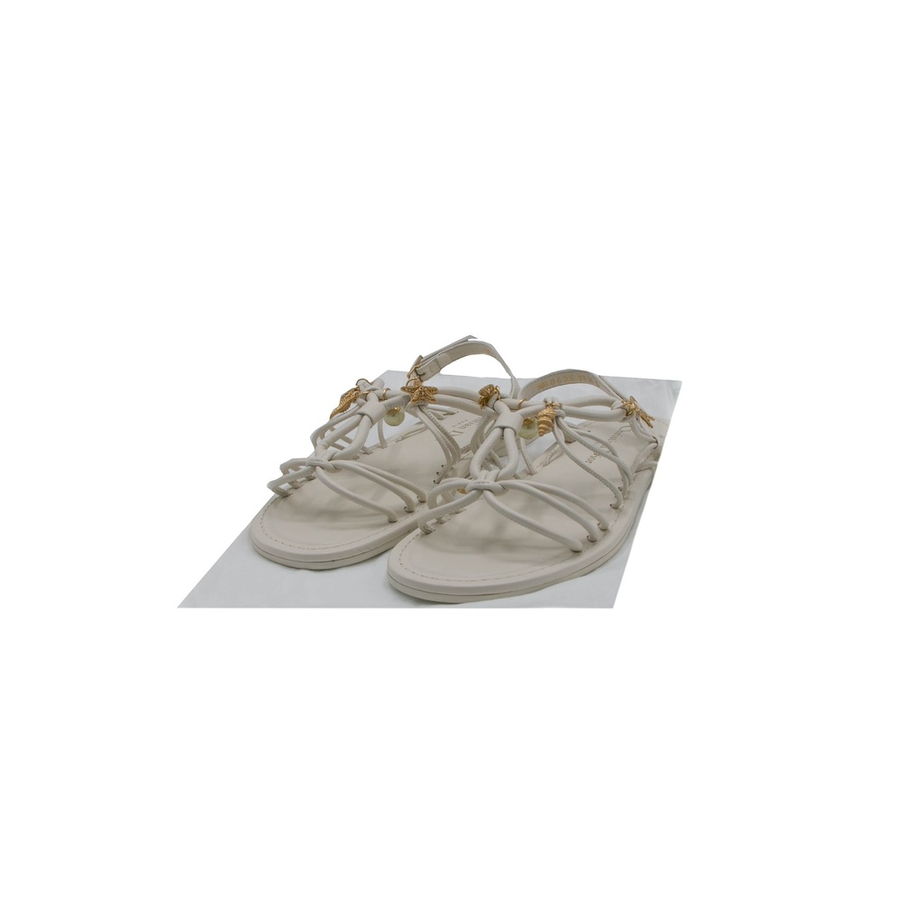 Christian Dior Leather Sandal White In Size 35 1/2
