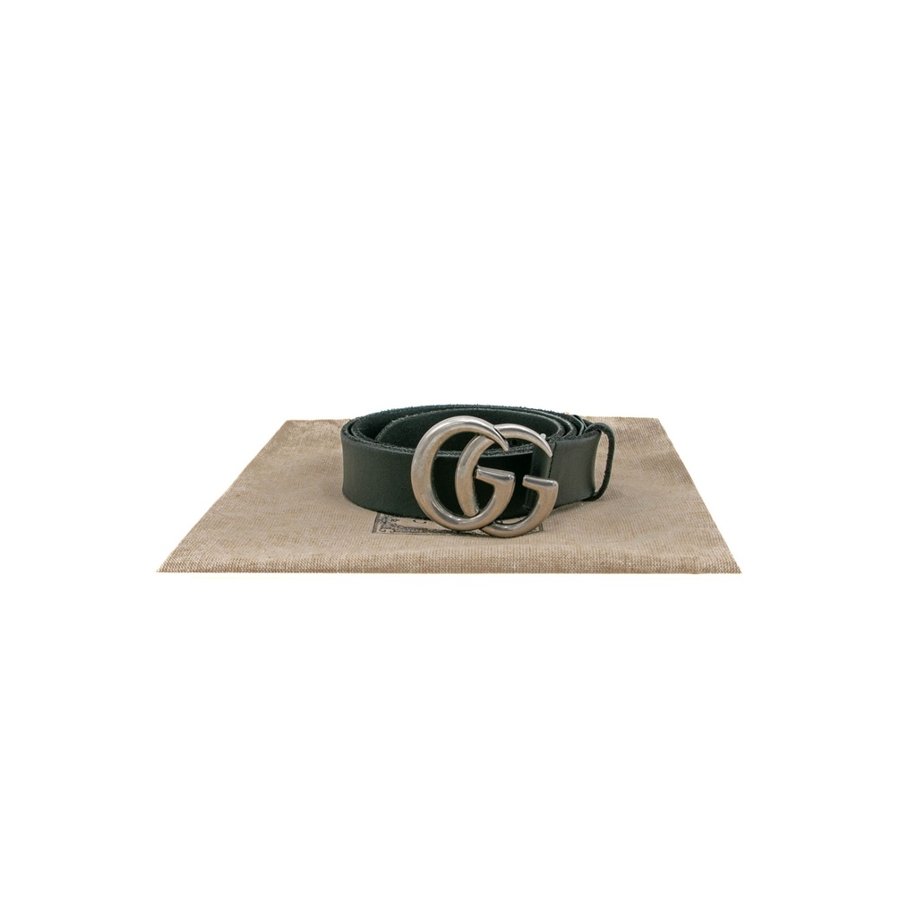 Gucci Leather Slim Black Belt with Double G Buckle 75 30 414516