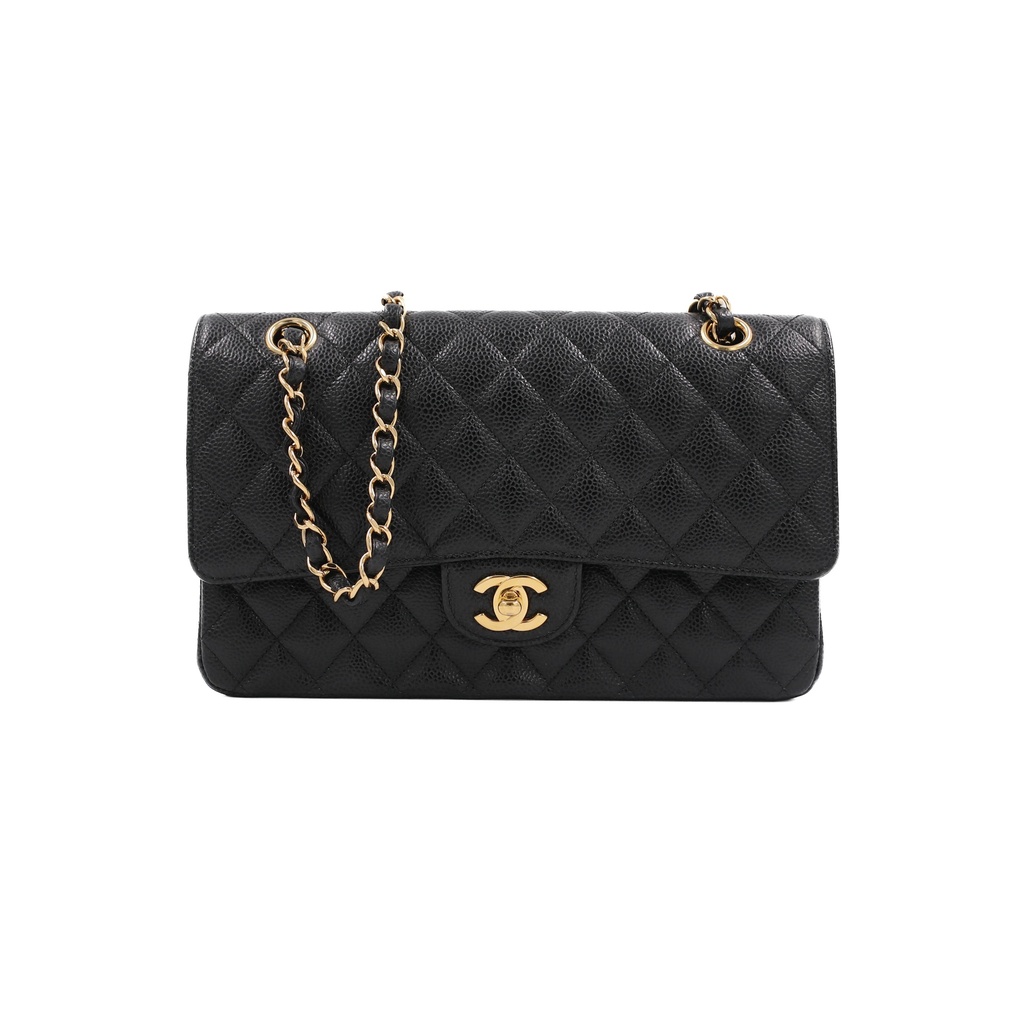 Chanel Classic Caviar Leather Medium Double Flap Bag Black