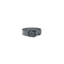Gucci Leather Slim Black Belt with Double G Buckle Grey 414516 85 34