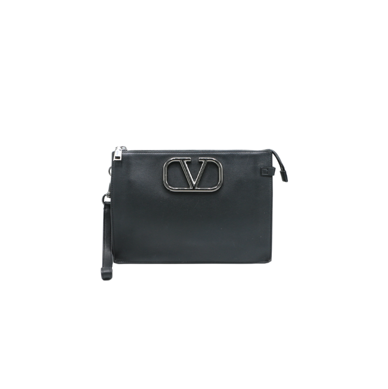 Valentino Garavani Black Leather Clutch
