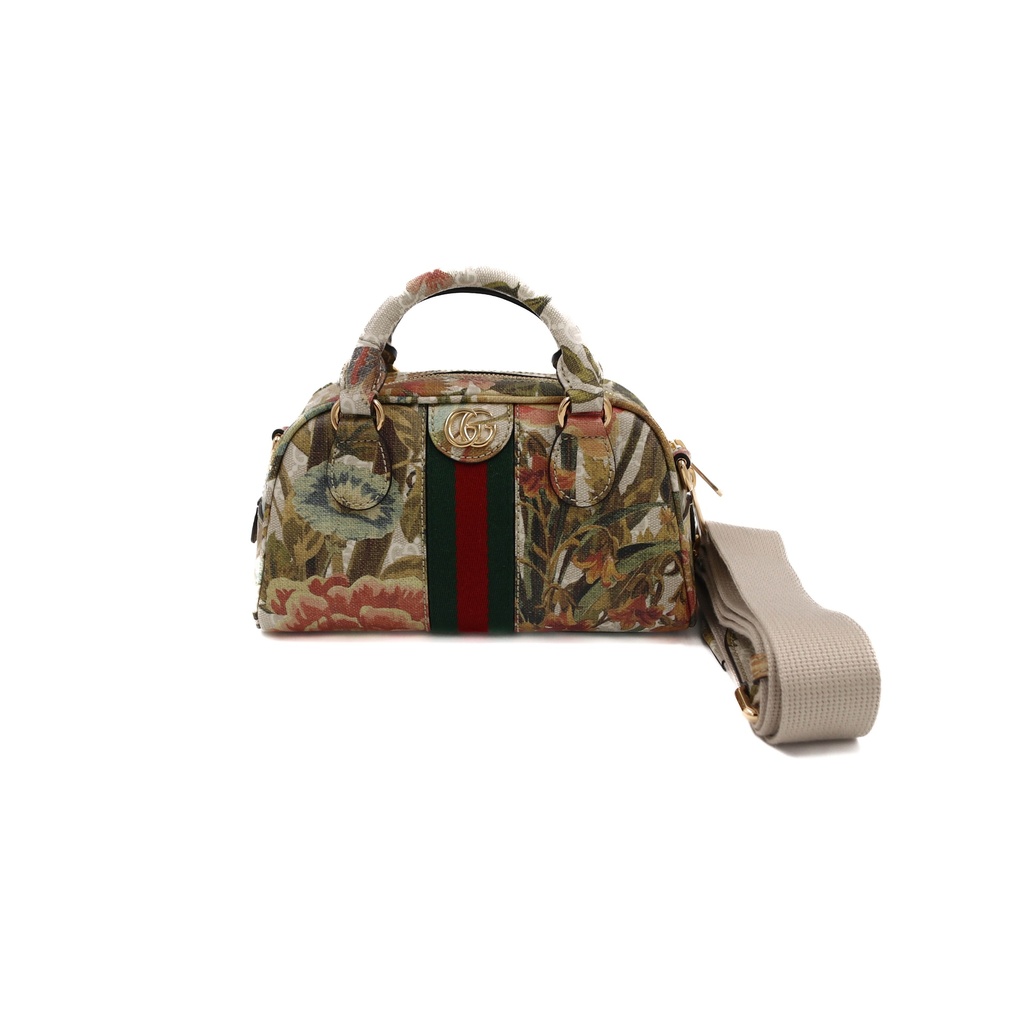 Gucci GG Supreme Monogram Water Flora Web Mini Ophidia Bowler Bag 724606