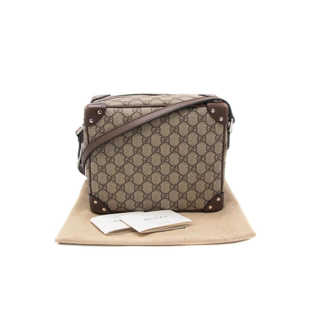 Gucci GG Supreme Monogram Canvas Shoulder Bag Beige 626363