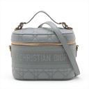 Christian Dior Grey Lambskin Leather Cannage Vanity Case Bag