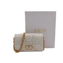 Christian Dior Cannage Caro Leather Chain Shoulder Bag White