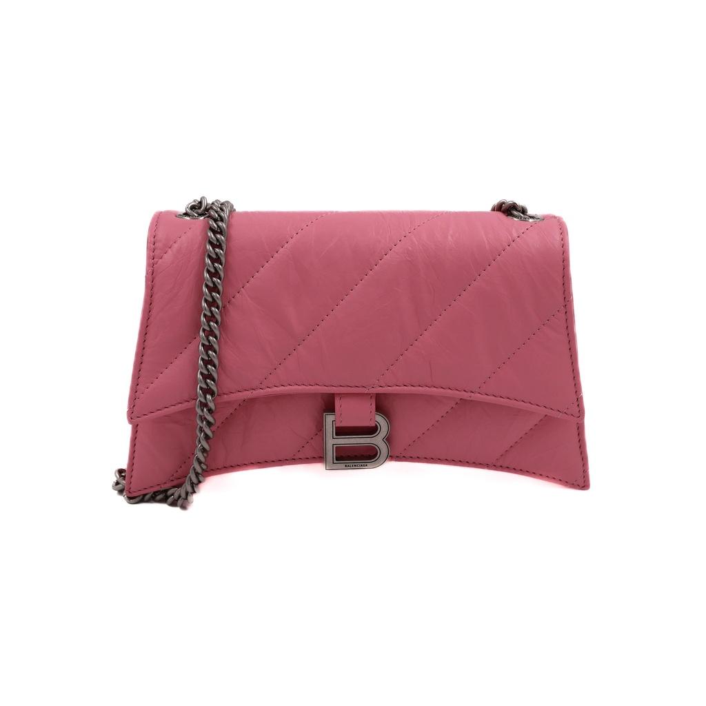 Balenciaga Crushed Calfskin Quilted Small Crush Chain Bag Sweet Pink