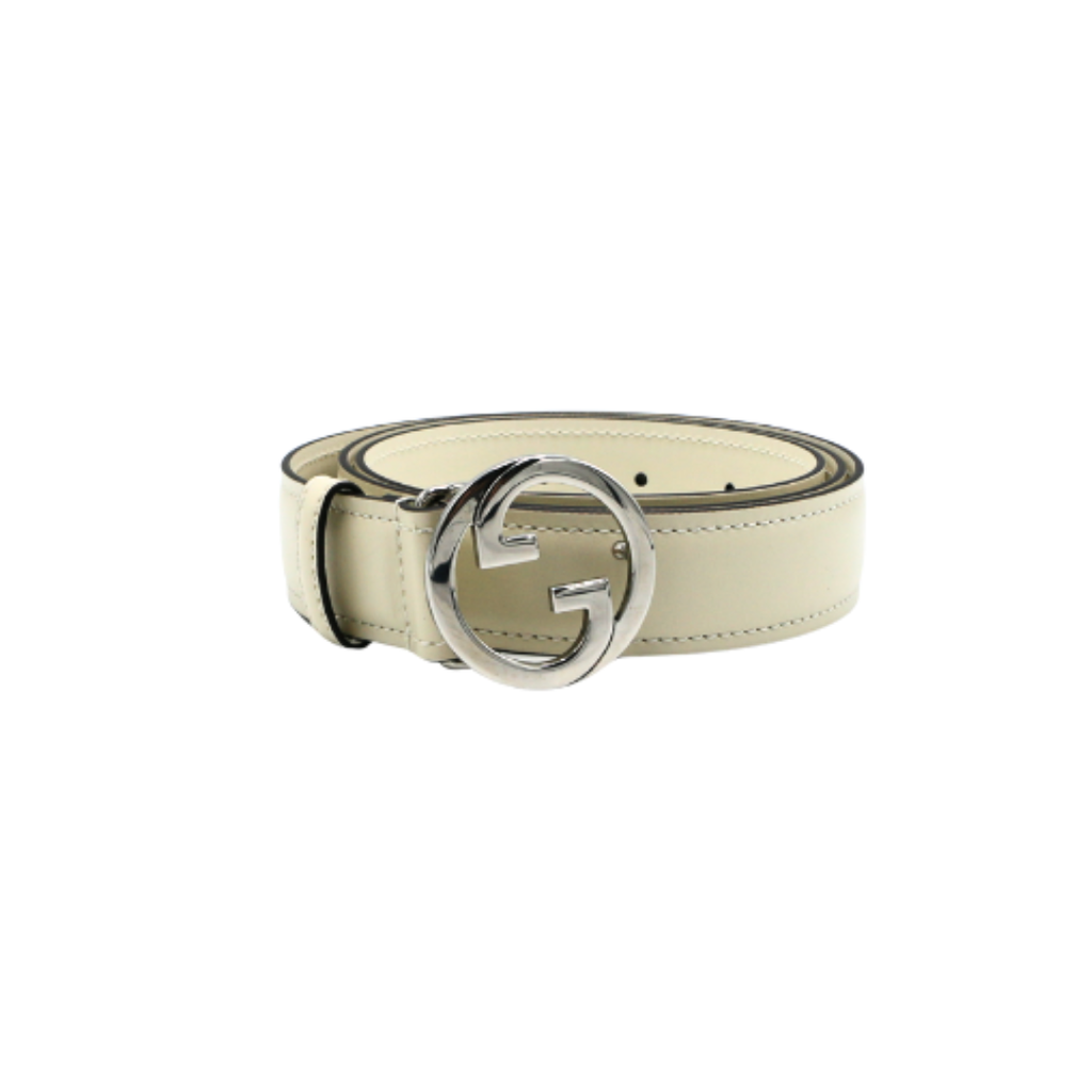 Gucci GG Logo Buckle Belt White In Size 80 32 734771