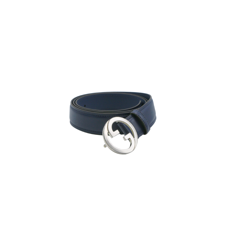 Gucci GG Logo Buckle Belt Dark Blue In Size 100 40 734771