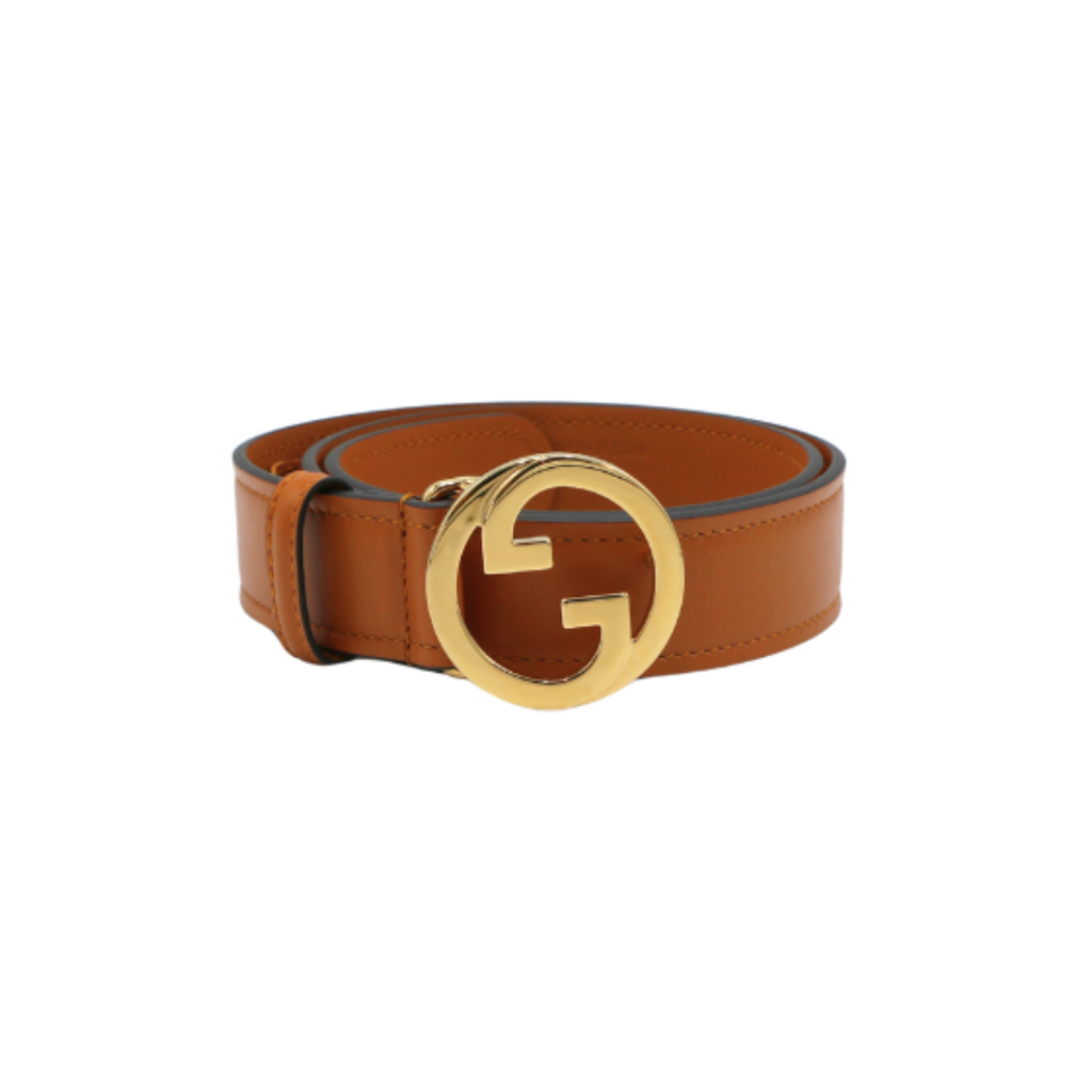 [Gucci-20952] Gucci GG Logo Buckle Belt Brown In Size 70 28 734771