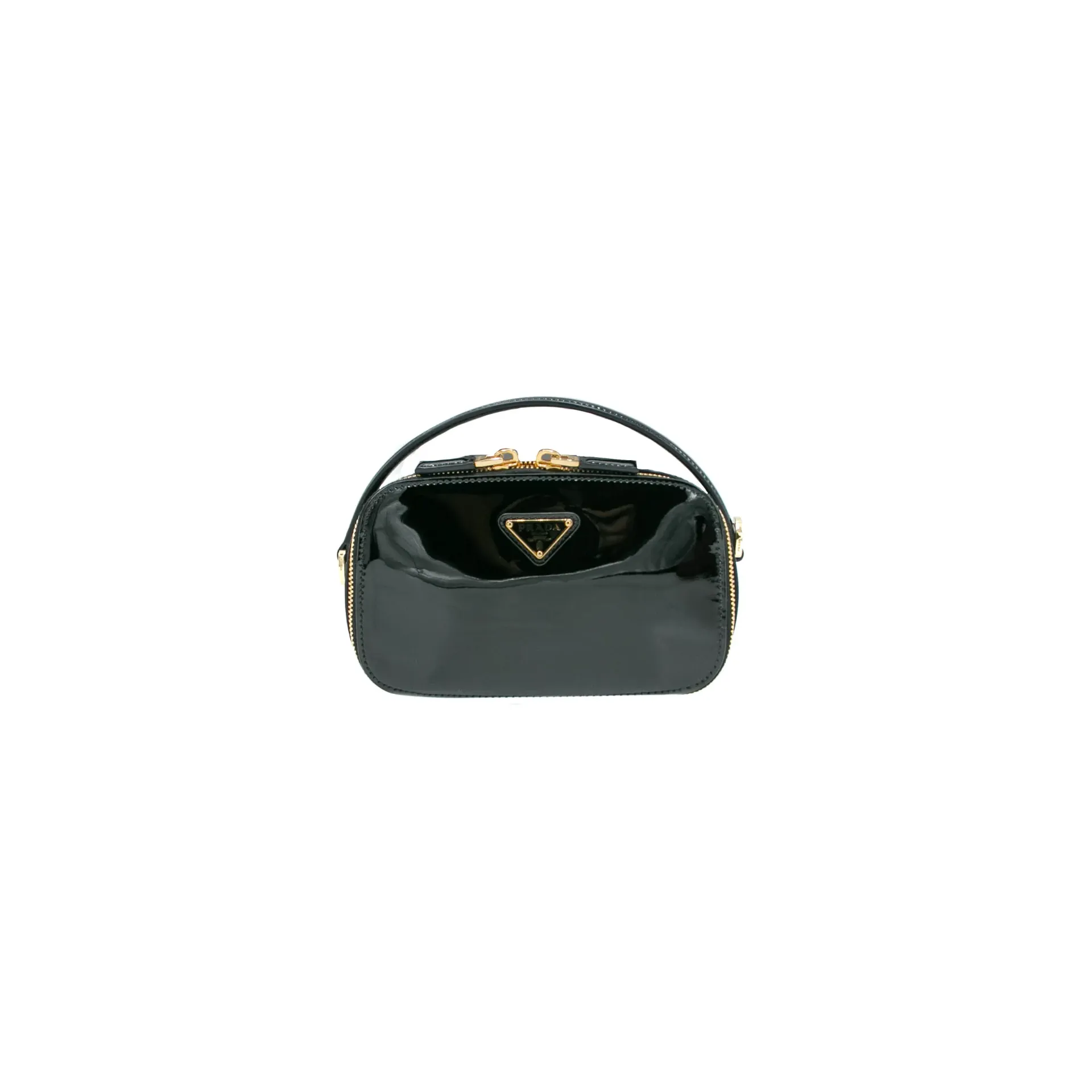 [Prada-20969] Prada Odette Patent Leather Mini Handbag Black