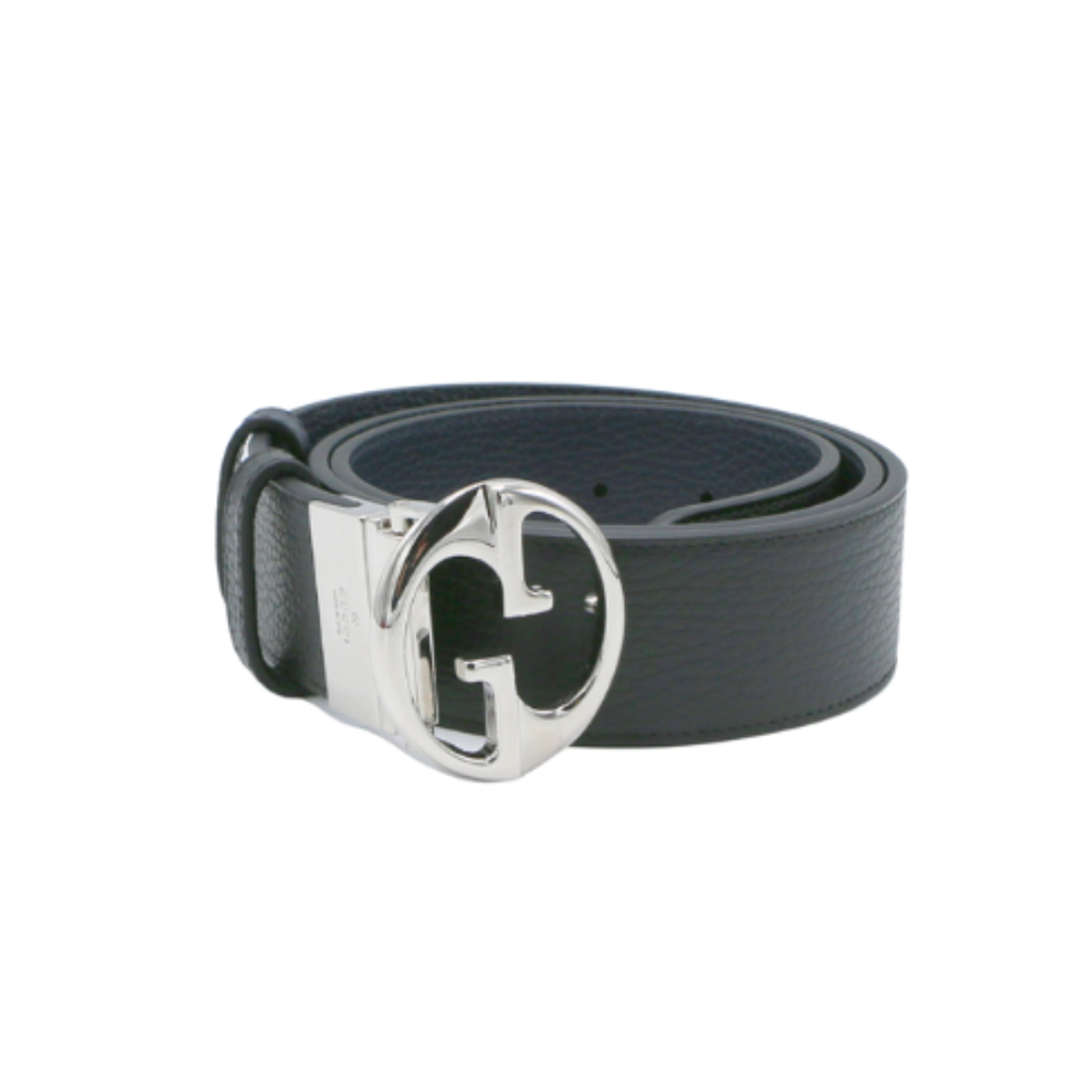 [Gucci-20987] Gucci Reversible Dark Blue Leather Belt 95 38 449715