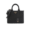 Prada Symbole Medium Embroidered Fabric Bag Black