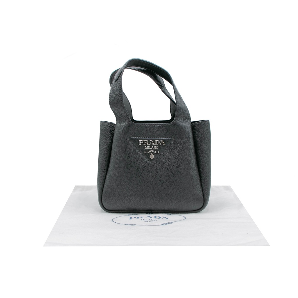 Prada Logo-Embellished Leather Mini Bag Black