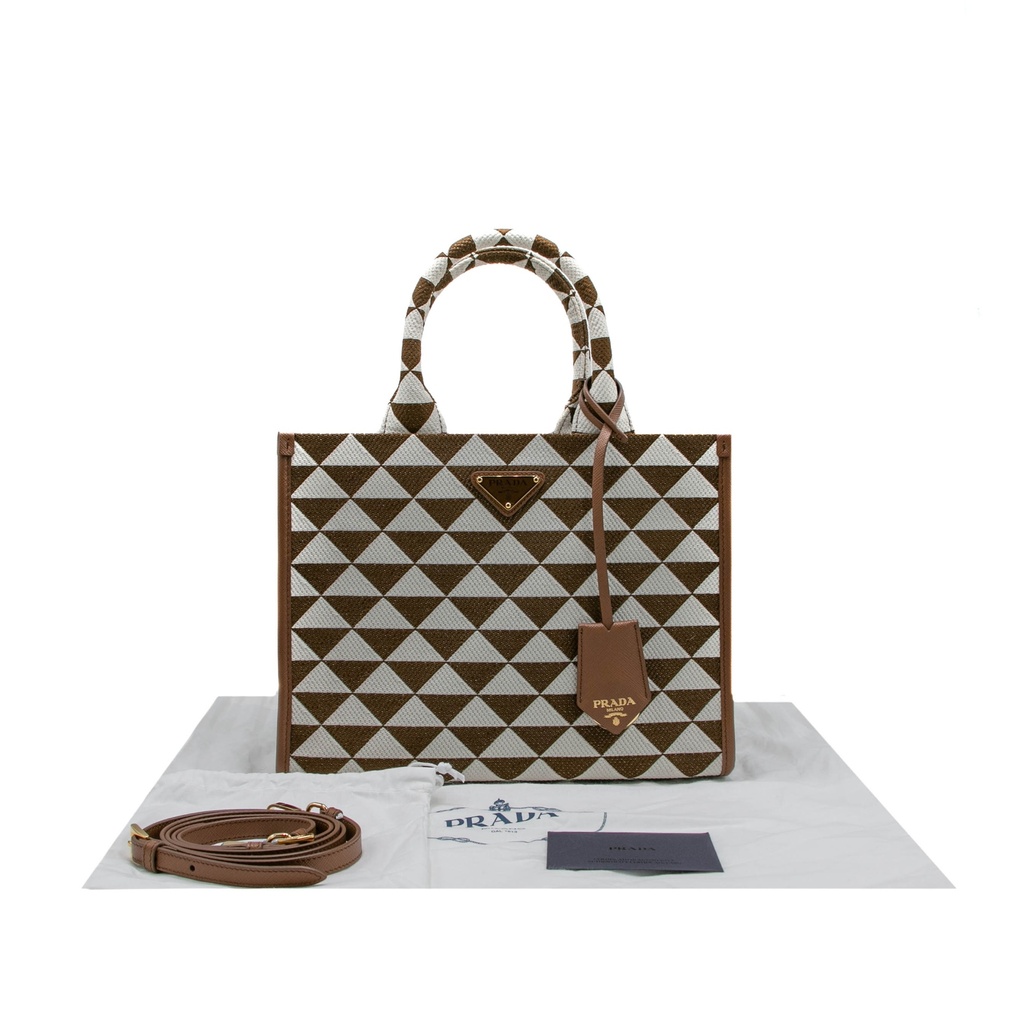 Prada Jacquard Triangolo Symbole Embroidered Small Tote 