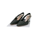 Christian Dior J'Adior Slingback Pump Black Microcannage Fabric Embroidered with Gold-Tone Size 36