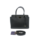 Prada Triangle Logo Black Saffiano Lux Tote Bag
