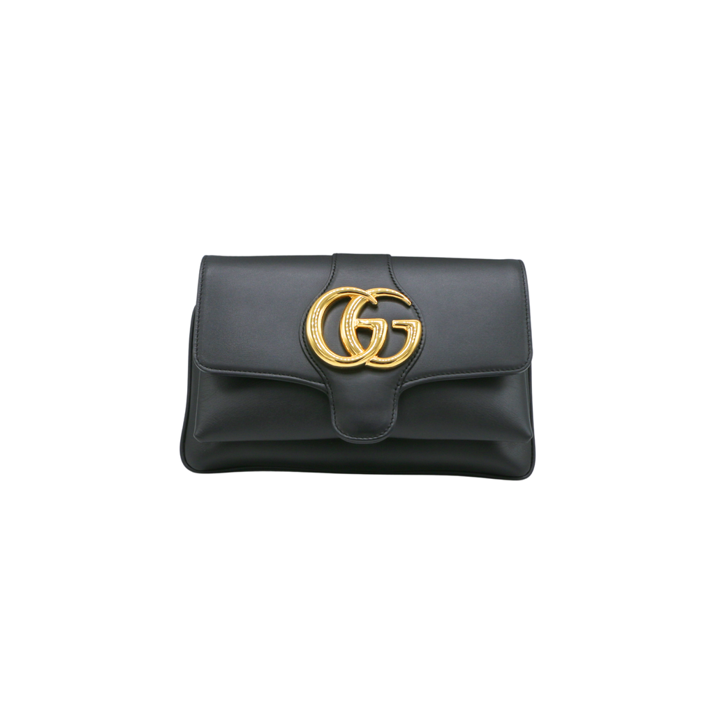 Gucci Vitello Palmellato Lux Small Arli Flap Shoulder Bag Black