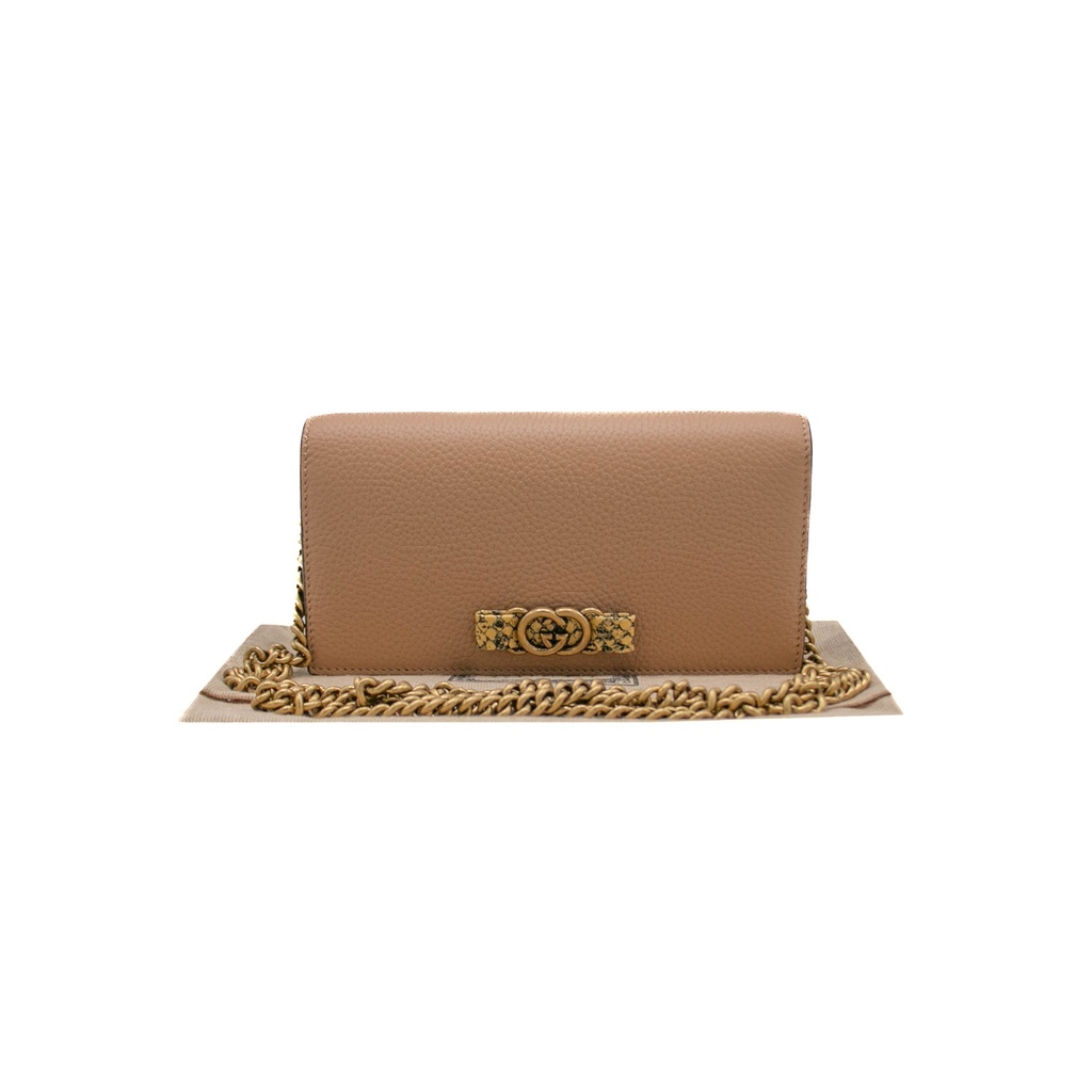 Gucci Interlocking G Chain Wallet Light Brown 746056