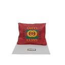 Gucci Pebbled Calfskin Medium Logo Portfolio Clutch Hibiscus Red 500981