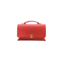 Chanel Grained Clafskin Stiched Flap Bag Red