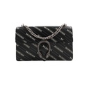 Gucci X BALENCIAGA Calfskin Logo Print Small Dionysus Shoulder Bag Black 400249