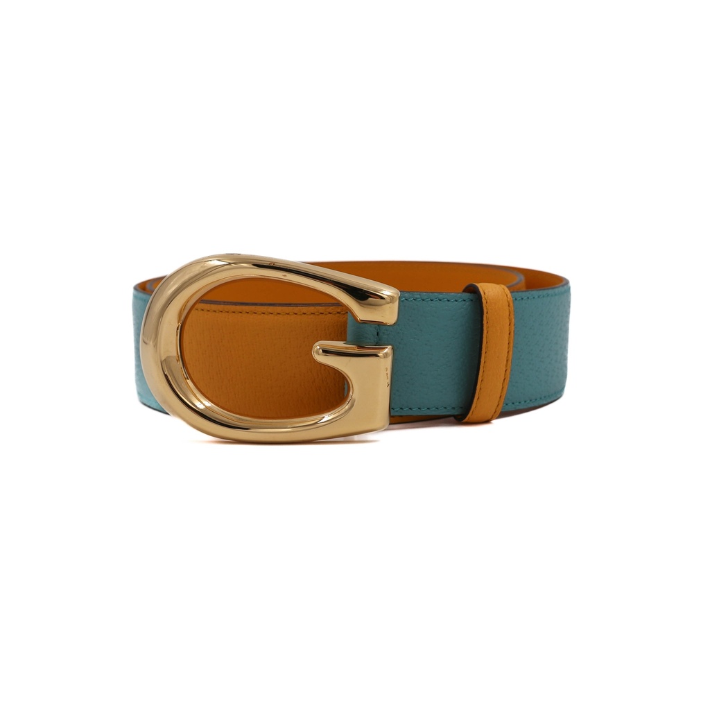 [Gucci-21563] Gucci GG Yellow Leather Belt Memorable Buckle 709954 85 34