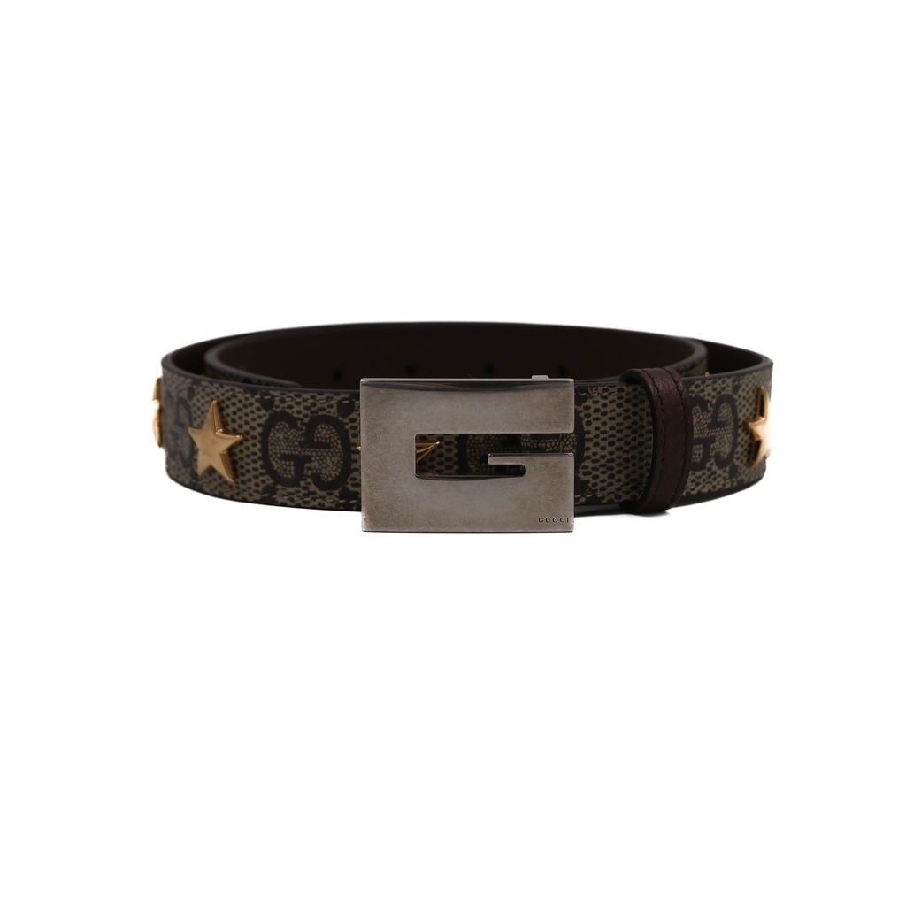 [Gucci-21569] Gucci GG Supreme Star G Buckle Belt 710090 Size 75 30