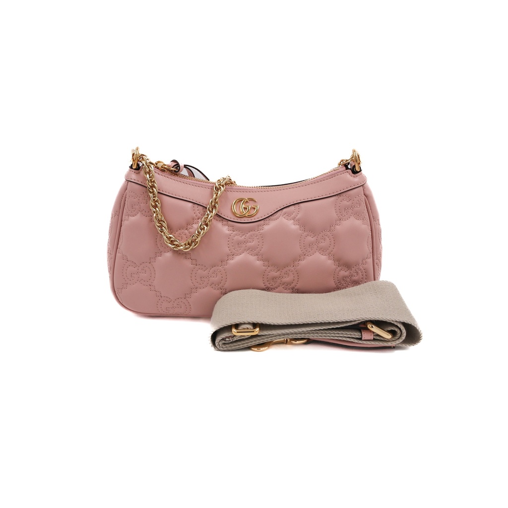 Gucci Gucci GG Matelassé Handbag Leather Pink 735049