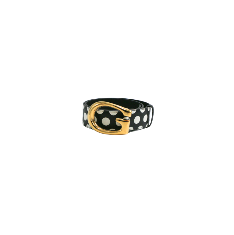 Gucci GG Black Leather Polka Dot Belt 709954 85 34