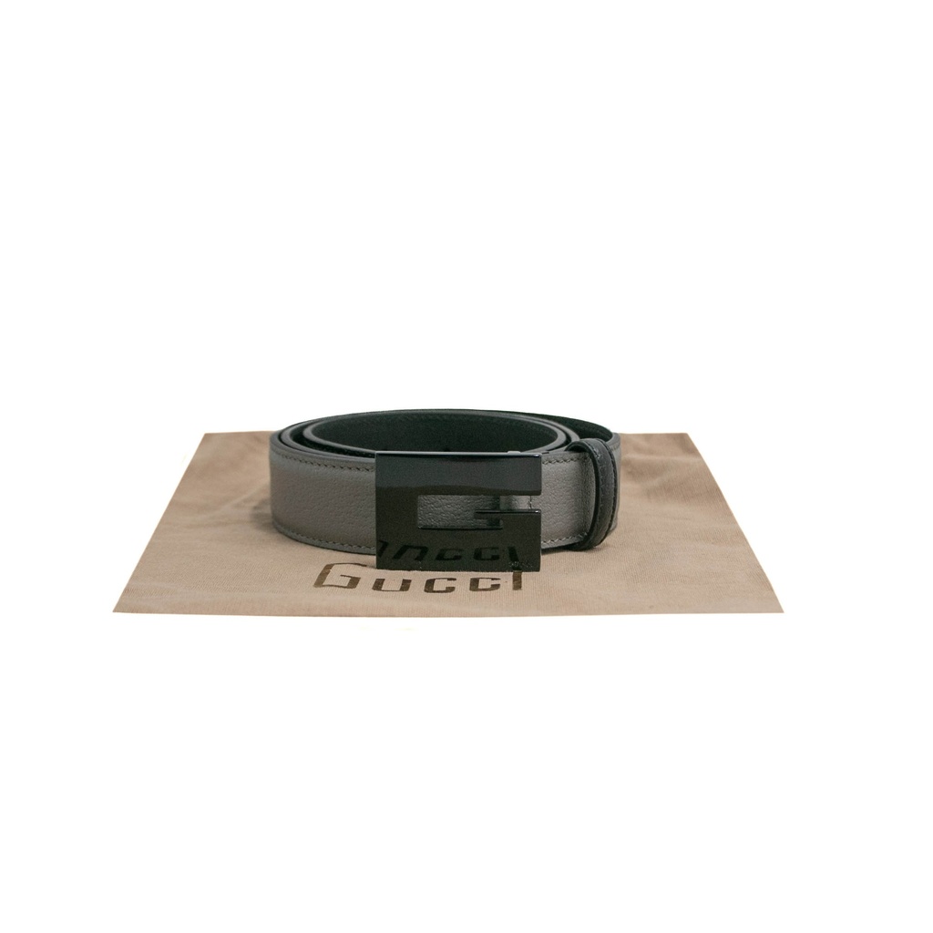 [Gucci-21718] Gucci GG Leather Belt Black 709974 85 34