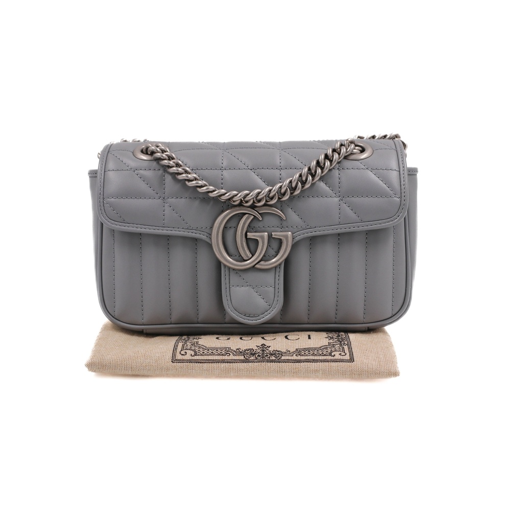 Gucci GG Marmont Matelasse Small Grey Bag 446744