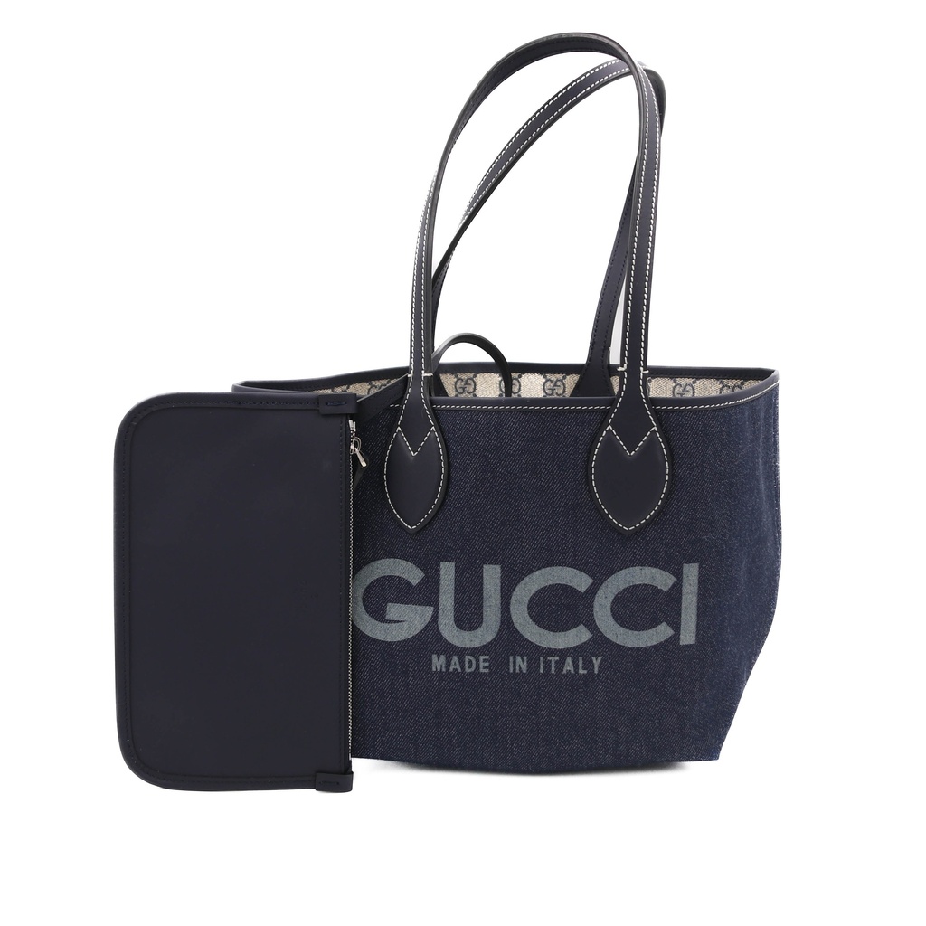 [Gucci-21789] Gucci Totissima Small Reversible Tote In Dark Blue Denim 820496
