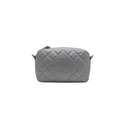 Chanel Metallic Lambskin Quilted Small Diamond CC Camera Case Dark Silver