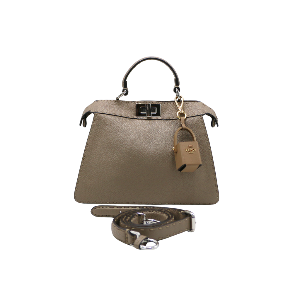 Fendi Cuoio Romano Selleria Chamois Small Peekaboo I SEE U Satchel Corda Camelia Cipria