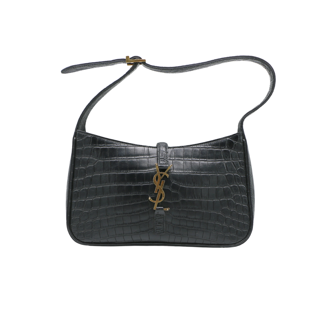 Saint Lauurent Le 5 à 7 croc-embossed leather shoulder bag