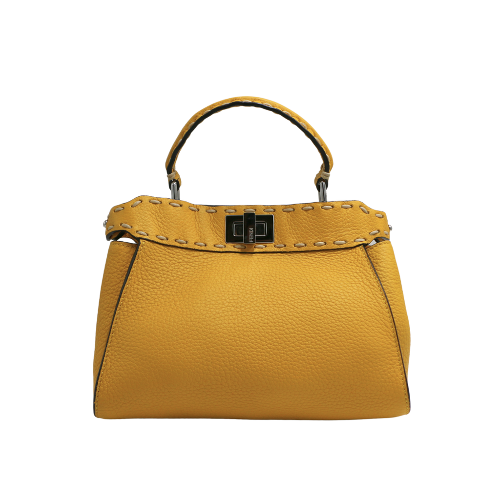 Fendi Vitello Granato Camoscio Selleria Mini Peekaboo Iconic Satchel