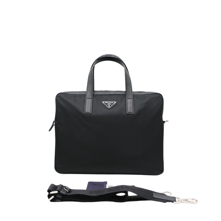 Prada Re-Nylon Business Laptop Bag Black