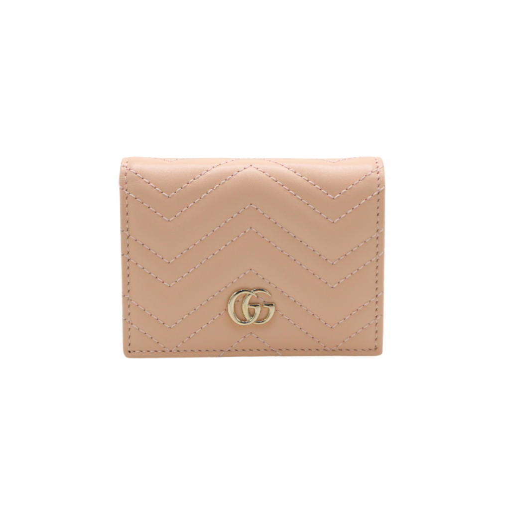 [Gucci-22061] Gucci GG Marmont Card Case Wallet Light Pink 466492