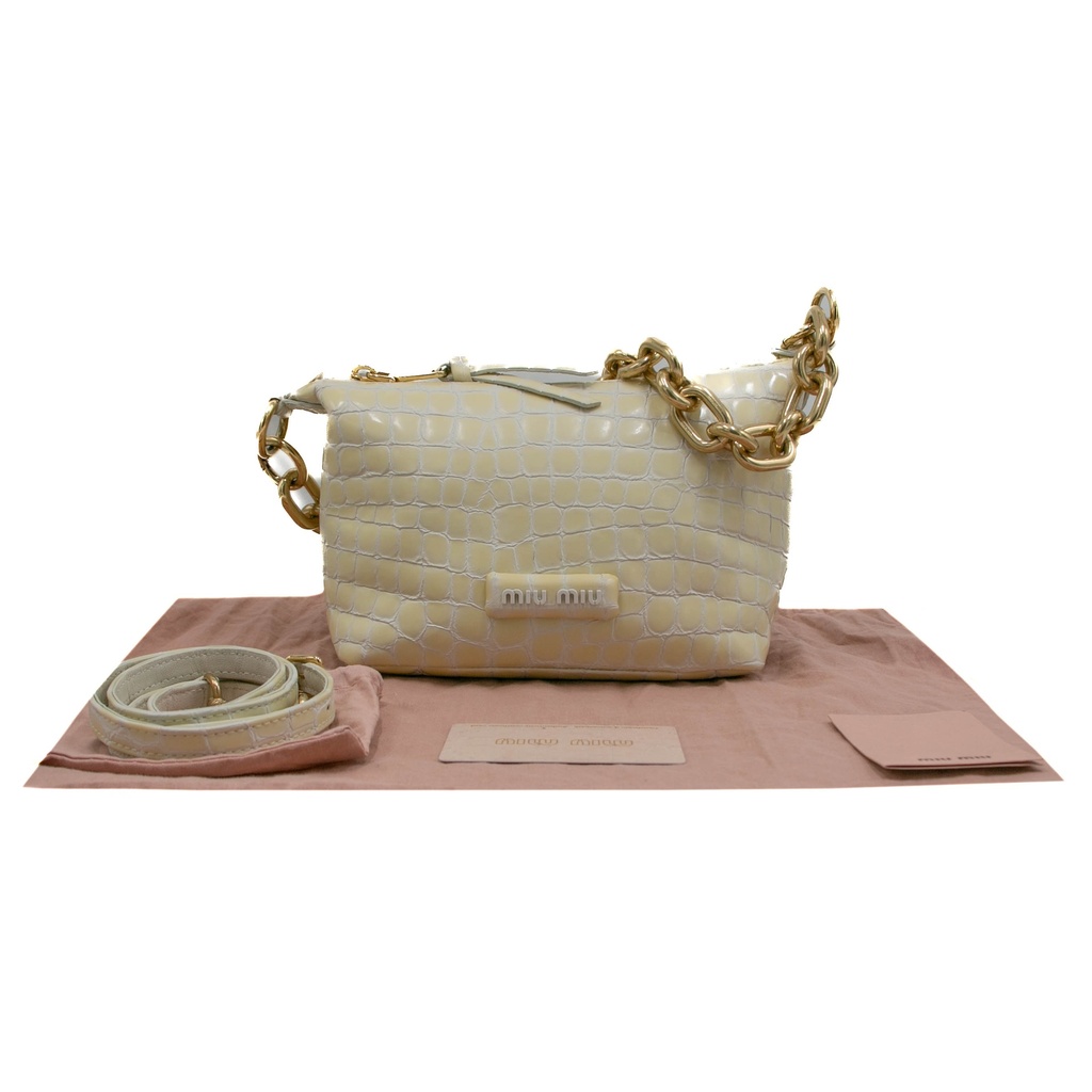 Miu Miu Embossed Shoulder Bag Yellow 5BC101