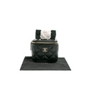 Chanel  Lambskin Quilted Mini Vanity Case With Chain Black