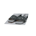 Christian Dior Dway Heeled Slide Black And White Eiffel Tower Embroidered Cotton Size 38