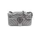 Gucci GG Marmont small shoulder bag in Silver Leather 837280