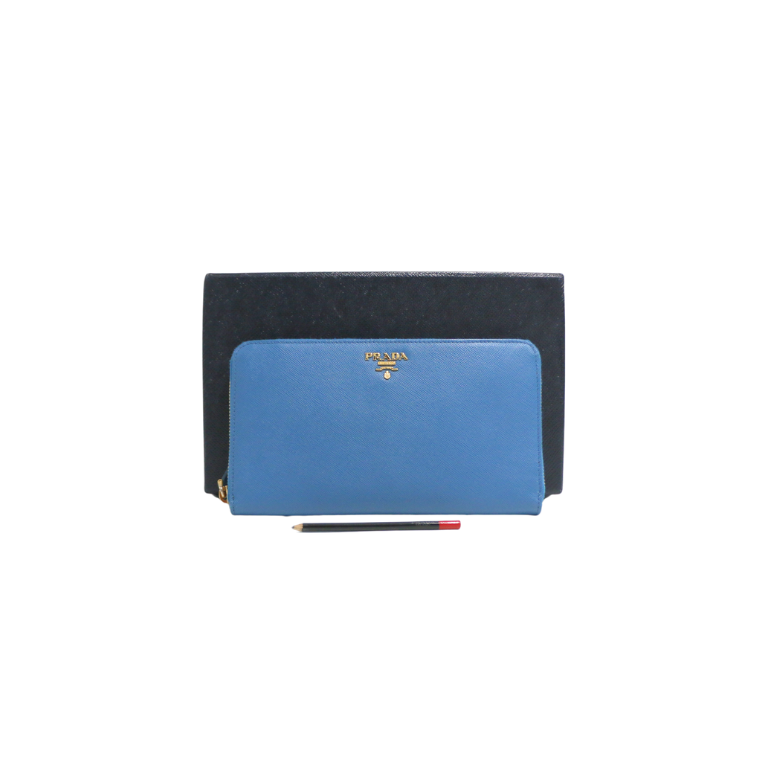 [Prada-22789] Prada Saffiano Wallet Light Blue