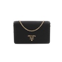Prada Saffiano Leather Wallet On Chain Black