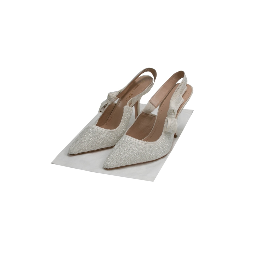 Christian Dior J'Adior Slingback Pump White Resin Pearls Size 36
