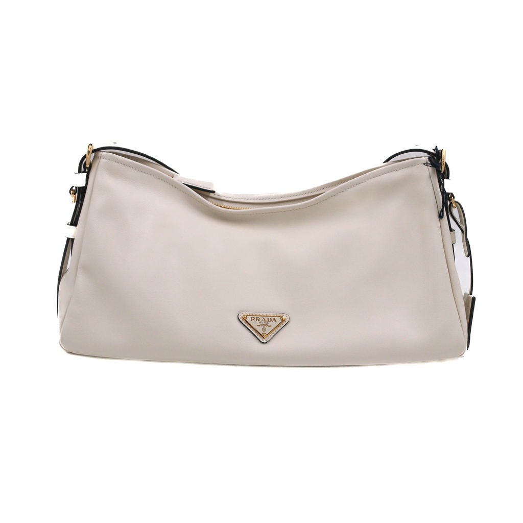 [Prada-23070] Prada Aimee Medium Leather Shoulder Bag in Natural