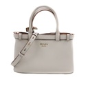 Prada Buckle Small Leather Handbag With Double Belt White